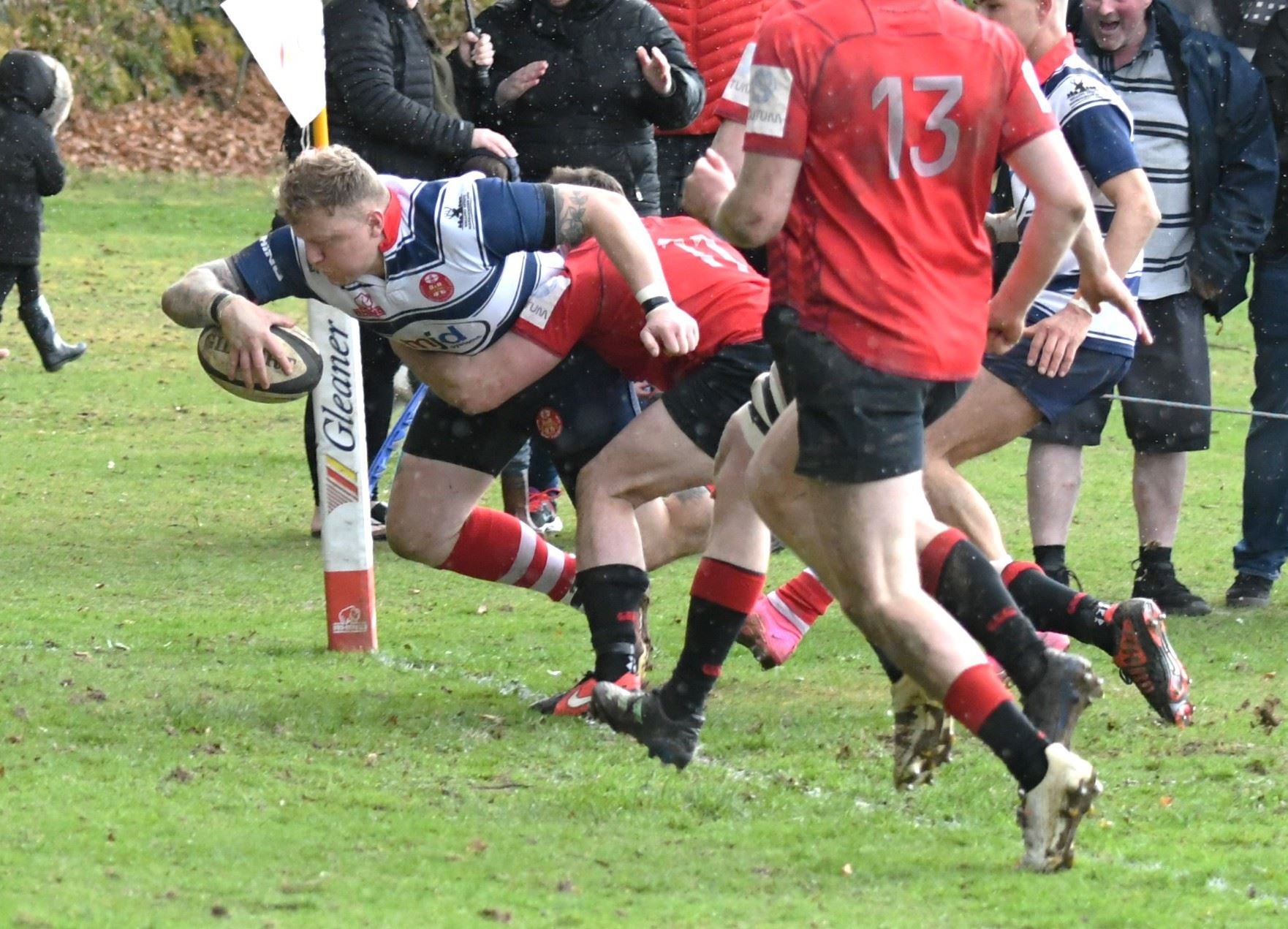 A vital score in the thrilling semi-final victory over Linlithgow. Picture: James Officer
