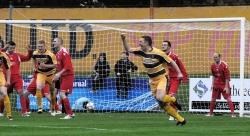Nathan Sharp scoring for Forres against Lossiemouth.