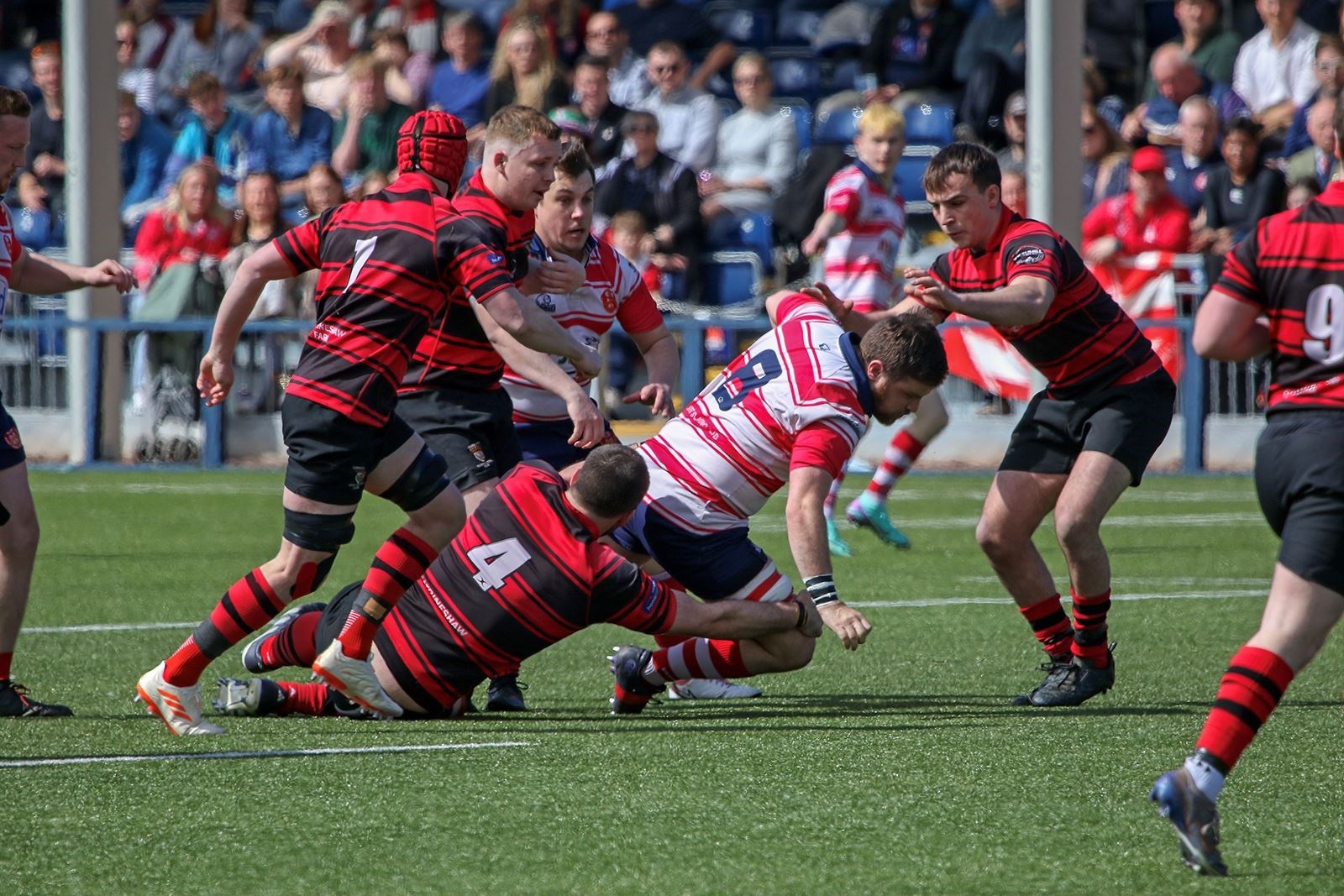 Neil Alexander tackled, Cameron Hughes coming in to support. Picture: John MacGregor