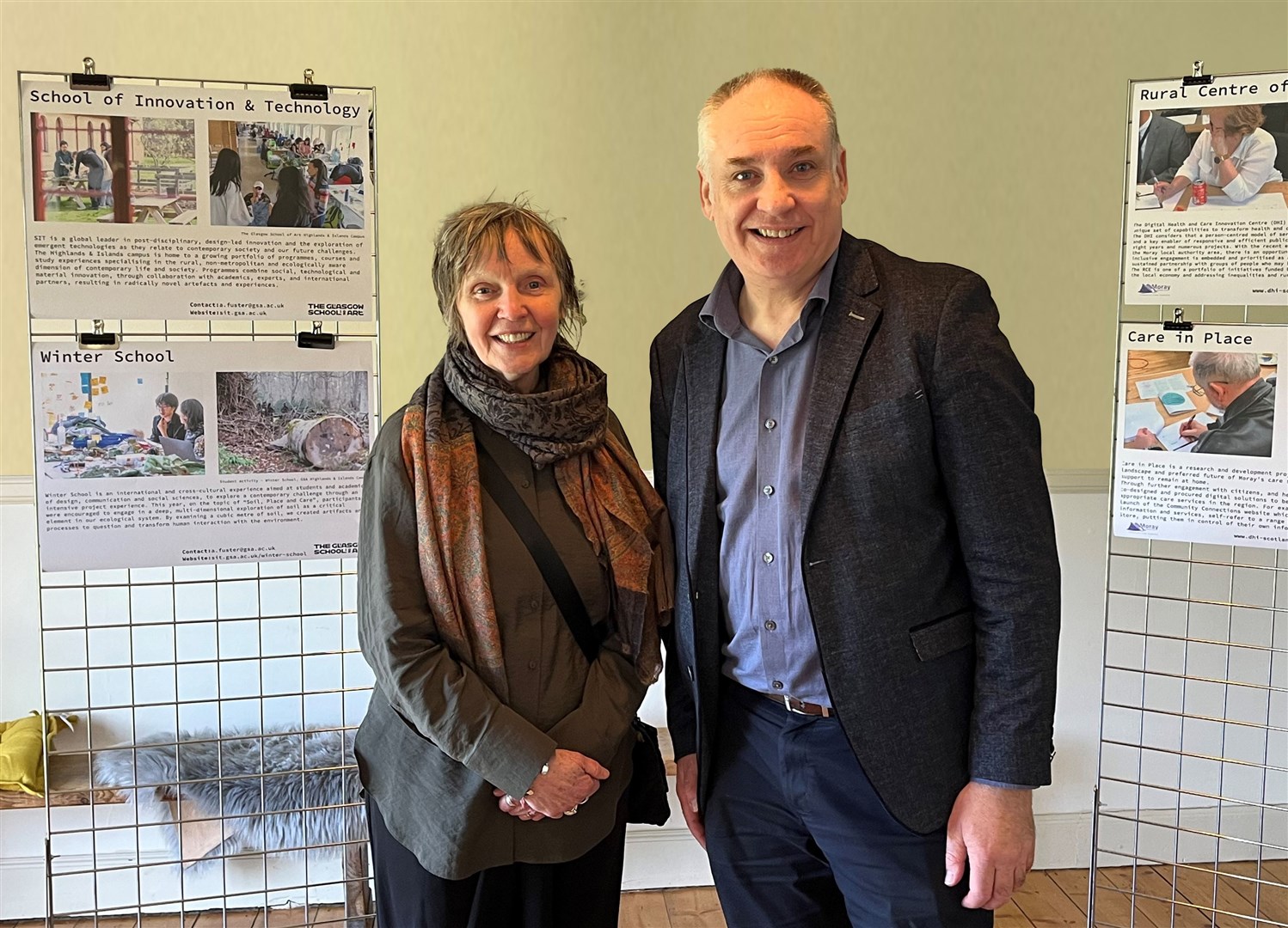Richard Lochhead MSP with Prof Irene McAra-McWilliam, Director of Glasgow School of Art's Innovation and Technology campus at Forres.