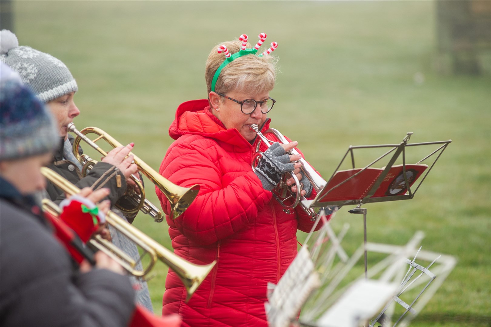 Moray Concert Brass players' Christmas warm-up in Lossiemouth. Picture: Daniel Forsyth.