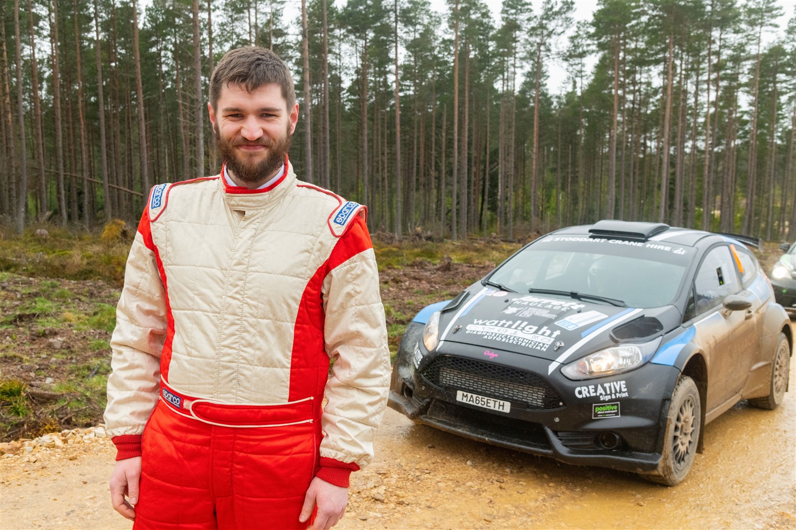 Lewis McBlane, reporter, had a ride in a rally car driven by Scott Macbeth ahead of the McDonald and Munro Speyside Stages 2024…Picture: Beth Taylor