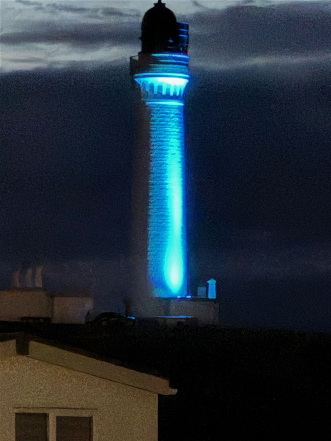 The landmark Covesea Lighthouse shines blue for Parkinson's...Picture: David Morgan