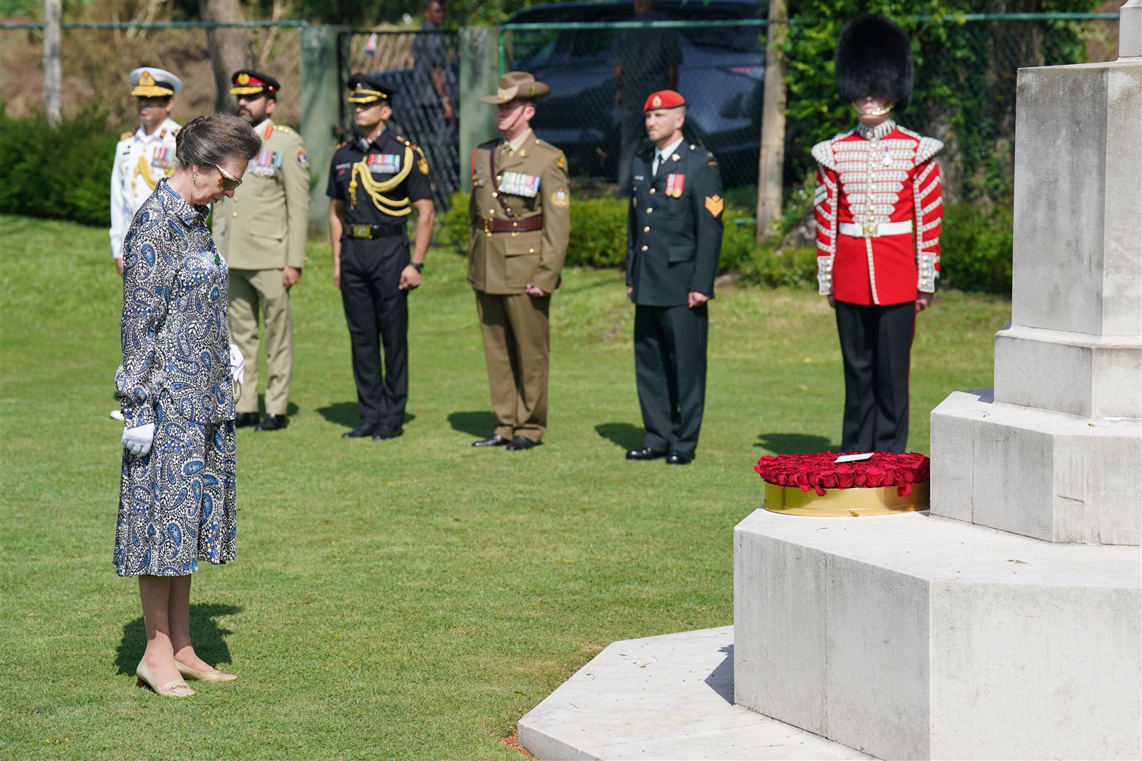 The Princess Royal pays her respects after laying a wreath (Jonathan Brady/PA)
