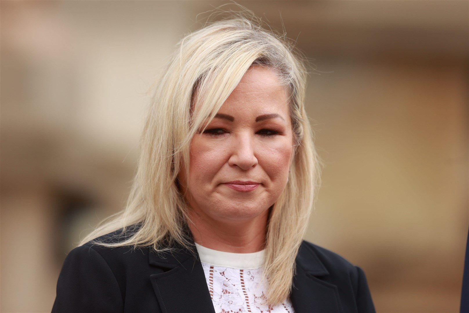 First Minister Michelle O’Neill during a press conference at Stormont Castle (Liam McBurney/PA)