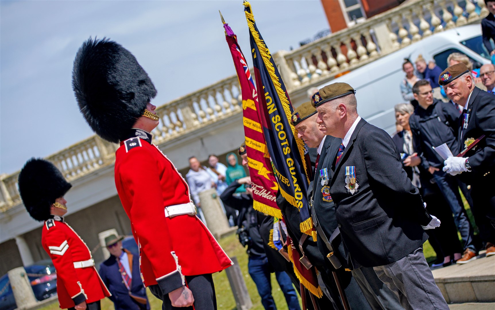 Veterans and members of the 2nd Battalion the Scots Guards (Peter Byrne/PA)