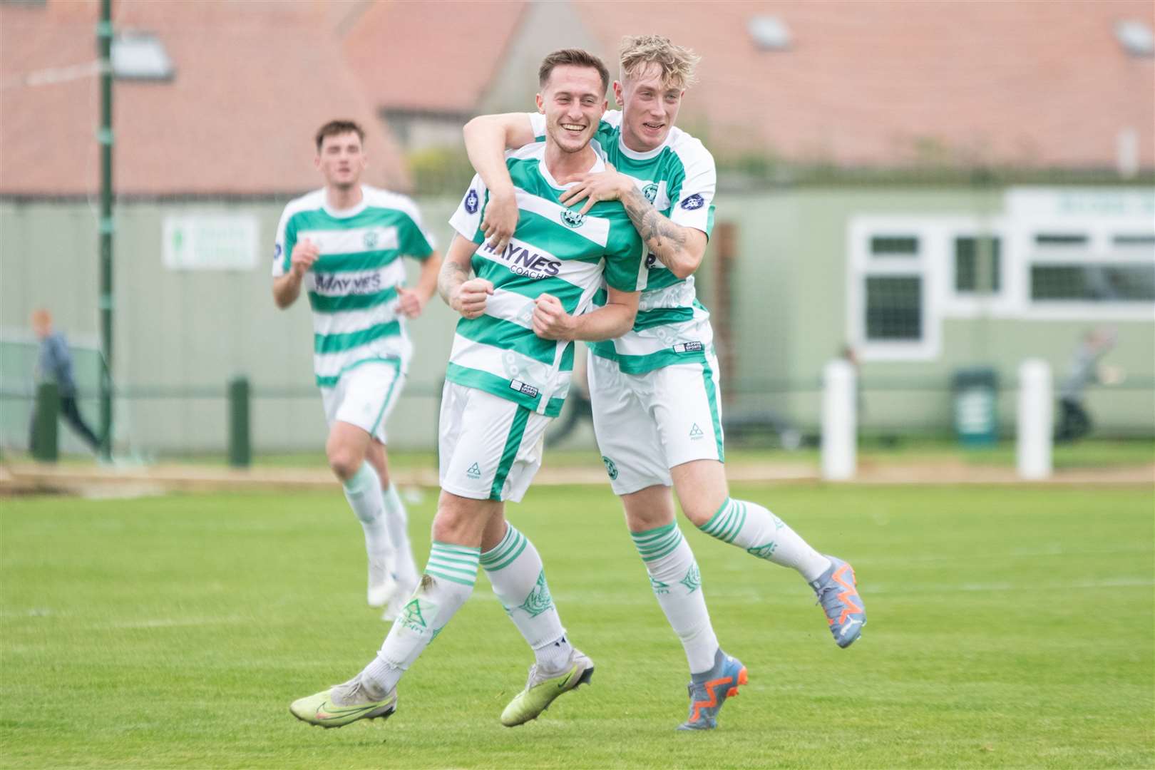 Buckie Thistle's Dale Wood and Jack MacIver celebrate. Picture: Daniel Forsyth