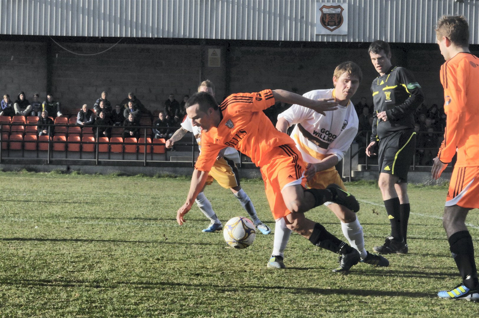Ten years ago in his first spell at Forres, Gordon McNab (white shirt) played against Rothes in Cans' title-winning campaign.