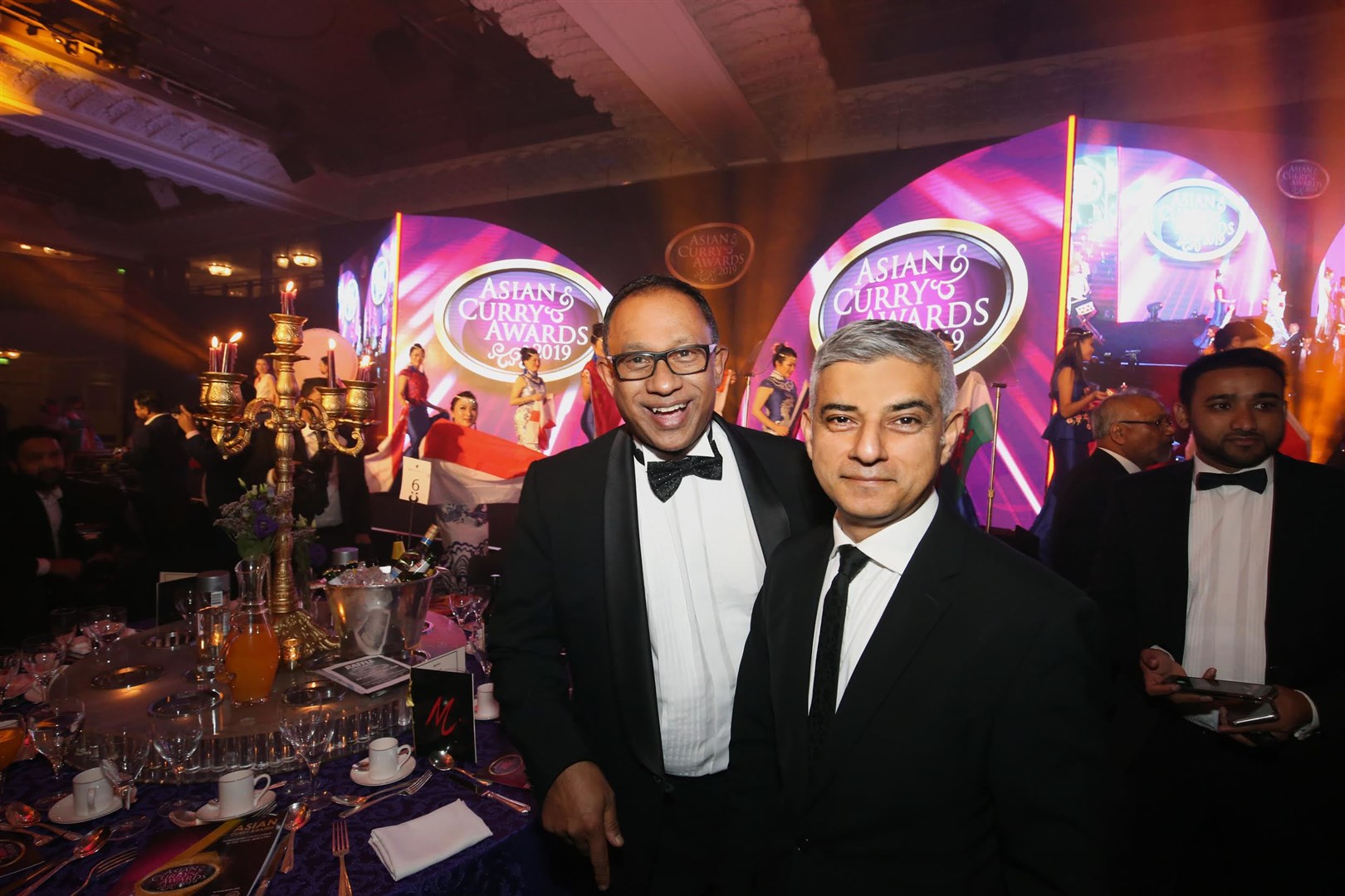 Sadiq Khan (right), who is the elected Mayor London, was the guest of honour at the Asian Curry Awards. He is pictured with Yawar Khan, the chairman of the Asian Catering Federation, which hosts the awards.