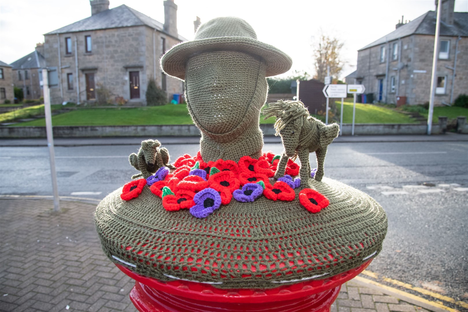 A soldier from WW1 outside the Bishopmill Post Office on Morriston Road, Elgin.Picture: Daniel Forsyth.
