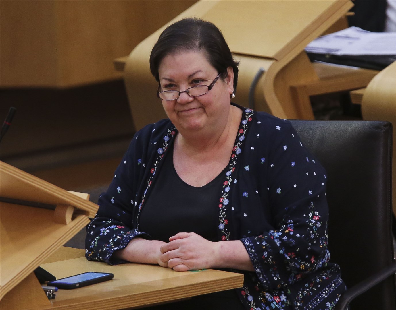 Interim Scottish Labour leader Jackie Baillie as Lord Advocate James Wolffe QC responds to an Urgent Question on the inquiry into the handling of the Alex Salmond harassment allegations (Fraser Bremner/Daily Mail/PA)