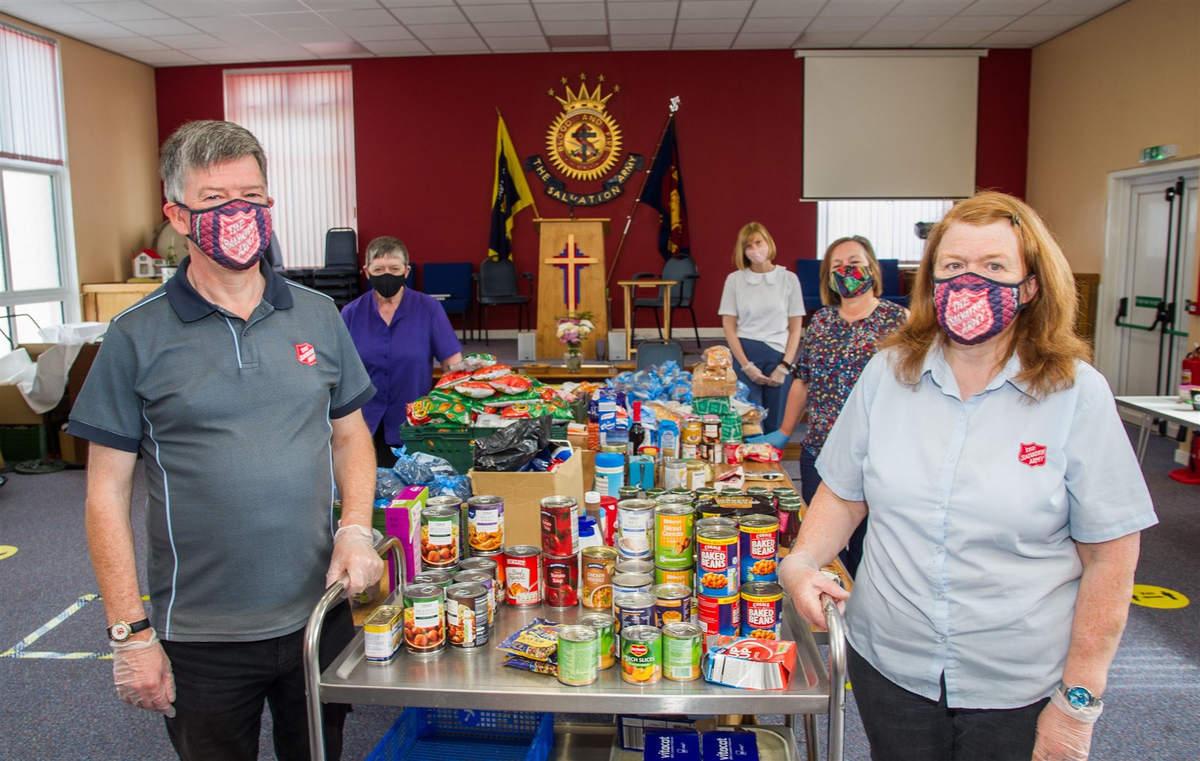 There is still plenty to do for the Buckie food bank team. Pictured are (from left) Major Bruce Smith, Elizabeth Dinwoodie, Louise Campbell, Elizabeth Douglas and Major Isobel Smith. Picture: Becky Saunderson
