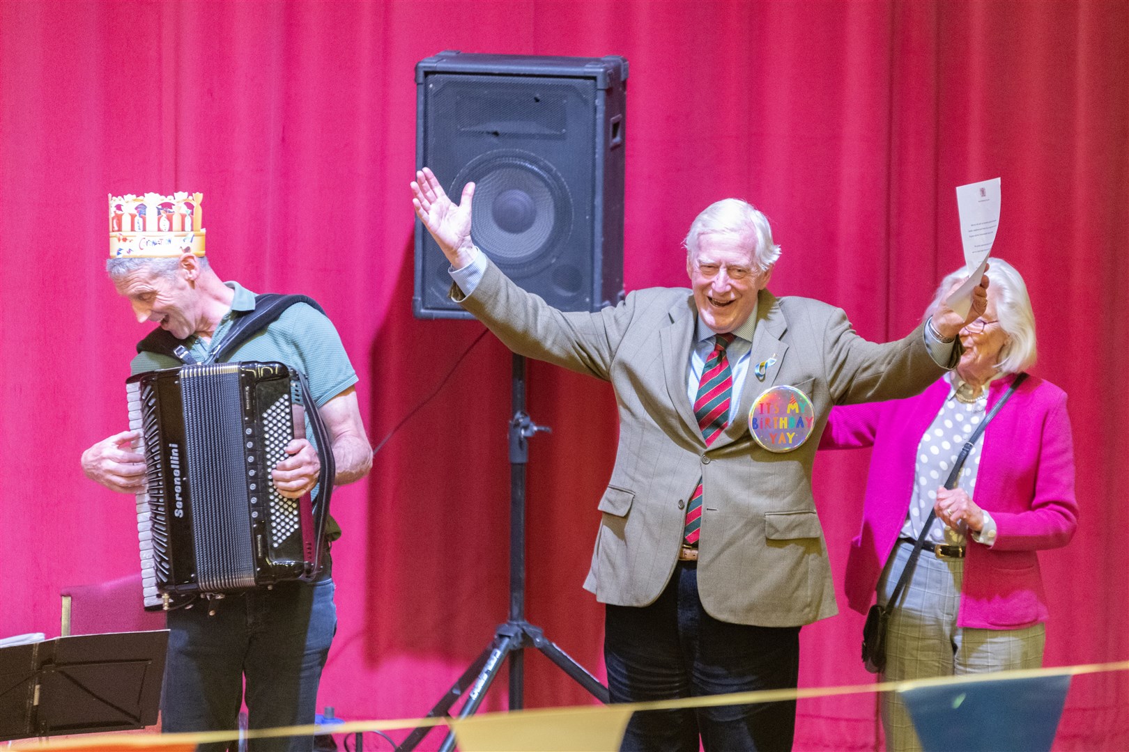 Seymour Monro thanking everyone after they sang Happy Birthday to him at Elgin Rotary's Coronation Lunch at Elgin Town Hall...Picture: Beth Taylor.