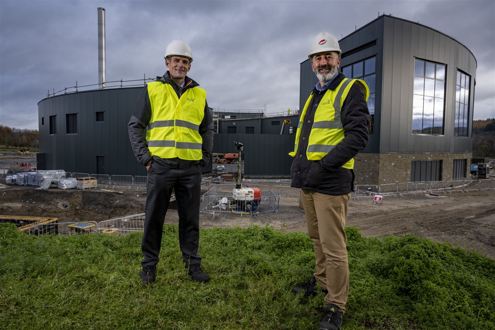 Gordon & MacPhail finance director Ben Cookman (left) and managing director Ewen Mackintosh at The Cairn Distillery being built at Grantown-on-Spey. Picture: John Paul.