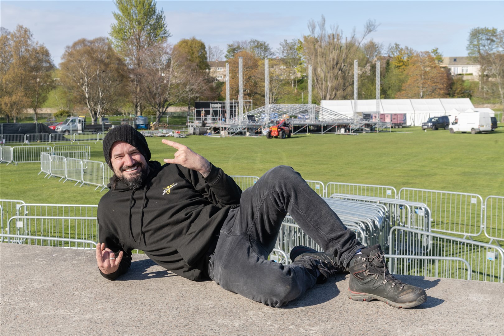 Andy Macdonald, organiser, is relaxed ahead of the MacMoray Festival at Cooper Park in Elgin on the 29th and 30th of April 2023. Picture: Beth Taylor