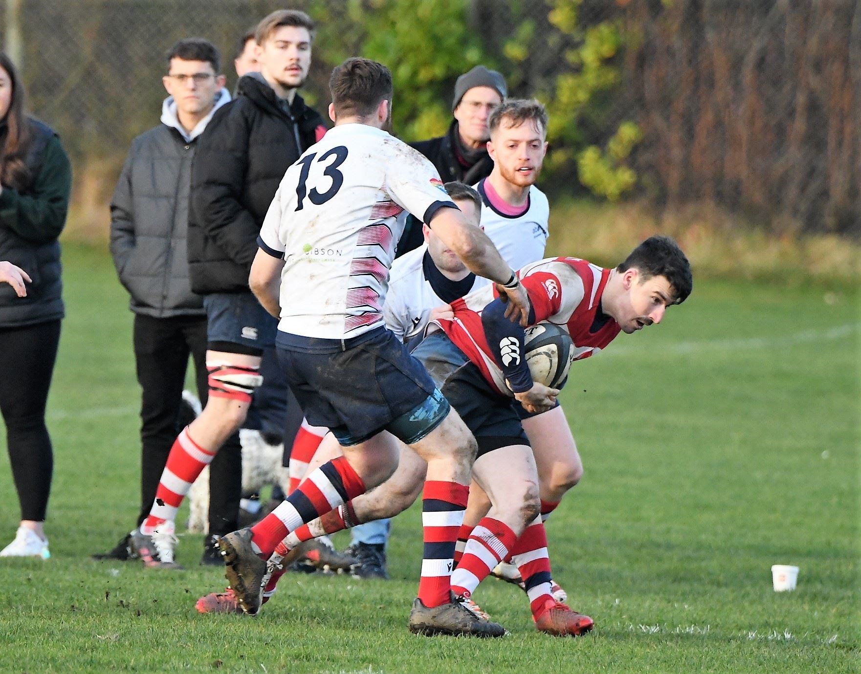Calum Archibald takes on the home defence. Photo: James Officer