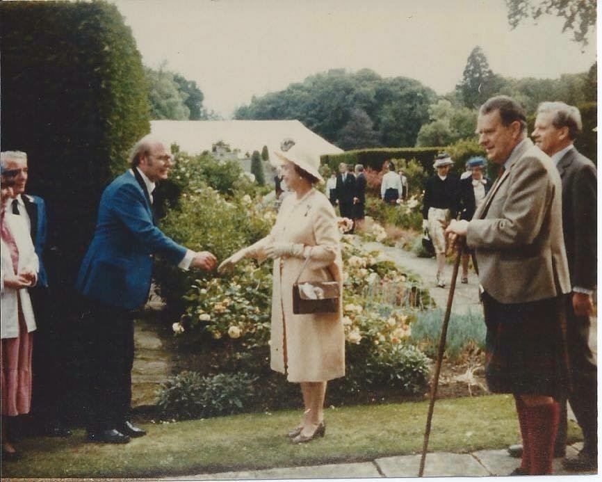 This photo was taken at a garden party at Innes House, where John Marshall was introduced to the Queen as band representative. Picture: Vivien Welsh.
