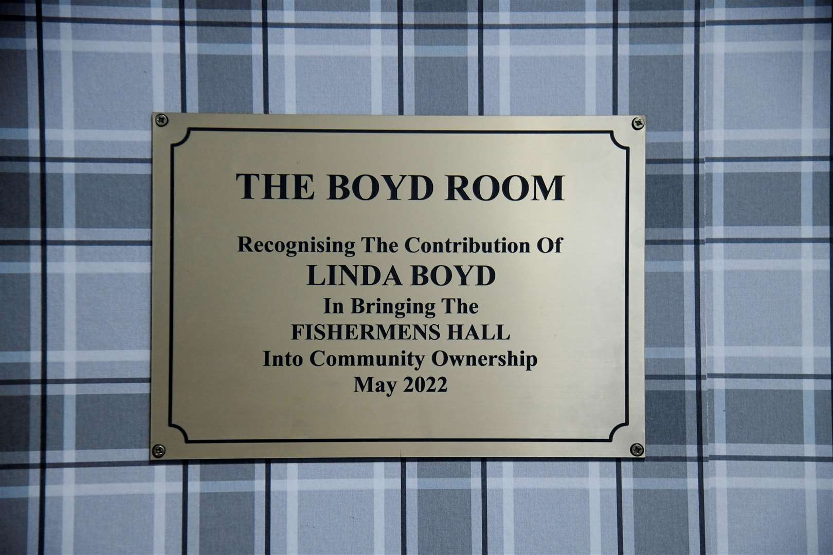 The commemorative plaque in honour of Linda Boyd. Picture: Beth Taylor