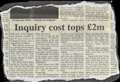 2003 – Inquiry cost tops £2m