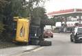 Vehicle on its side at Elgin roundabout