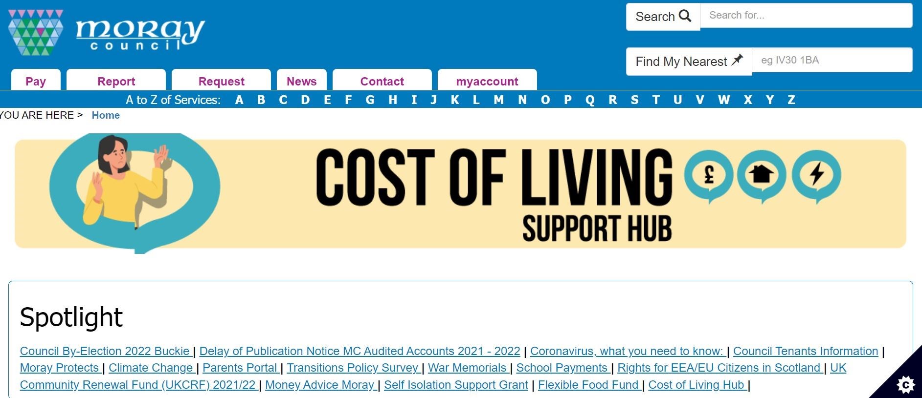 Moray Council's cost of living hub brings together resources to ease the cost of living crisis.