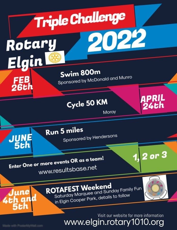 The cycle and run are still to come as part of Rotary Elgin's Triple Challenge.