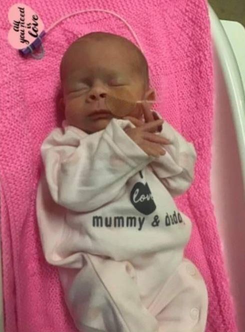 Alara Little weighed 2lb 14oz when she and her twin brother arrived on January 1.