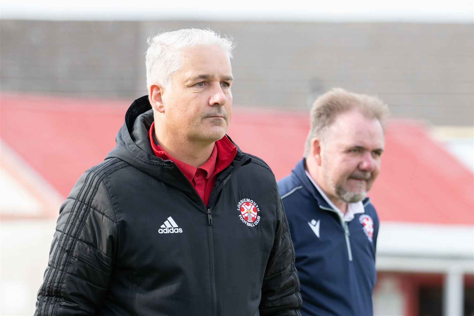 Lossiemouth manager Joe Russell and coach Scott Campbell. Picture: Daniel Forsyth