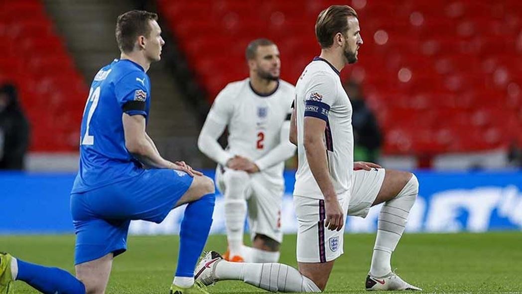 England players take the knee in support of Black Lives Matters. Thefa.com