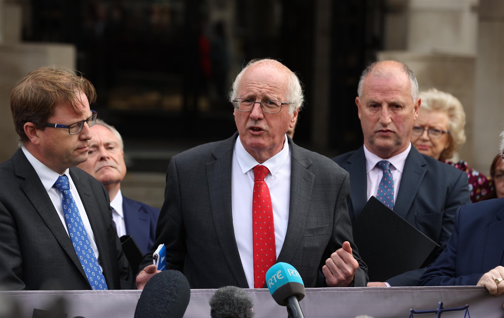 DUP MP Jim Shannon, centre, who asked former prime minister Tony Blair about how the Good Friday Agreement works in relation to the Windsor Framework (PA)