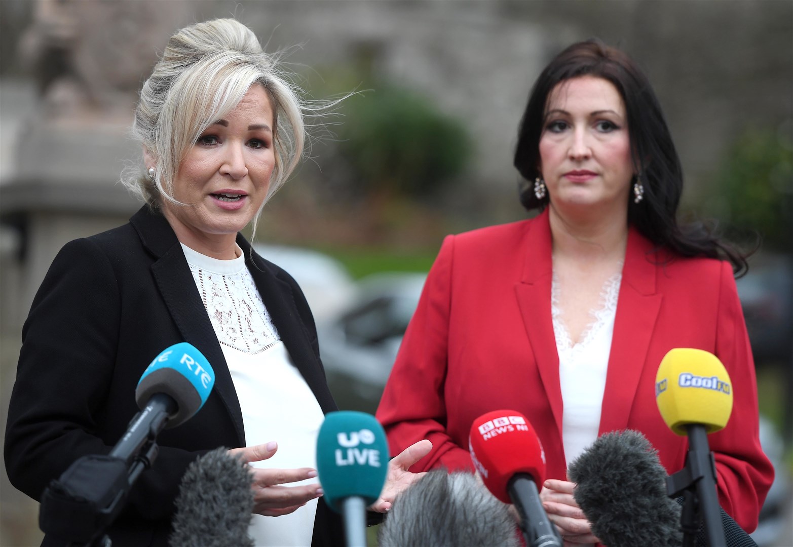 First Minister Michelle O’Neill (left) and deputy First Minister Emma Little-Pengelly have been pressing the Government to address the situation facing subpostmasters in Northern Ireland (PA)