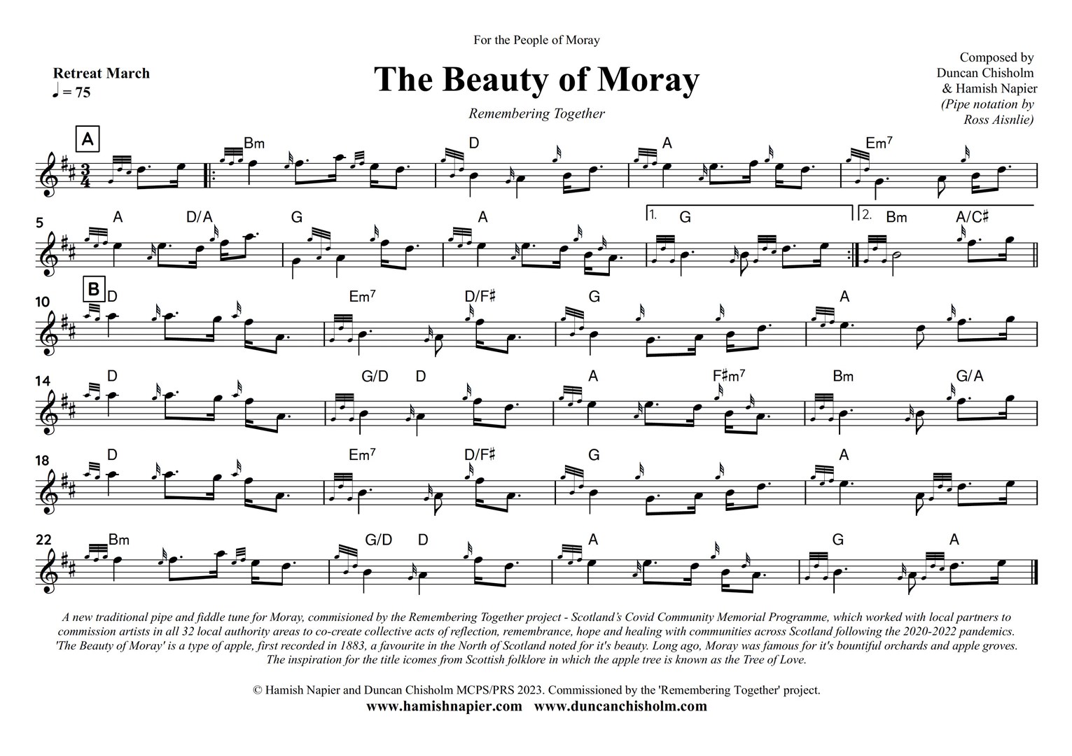 The full score of The Beauty of Moray.