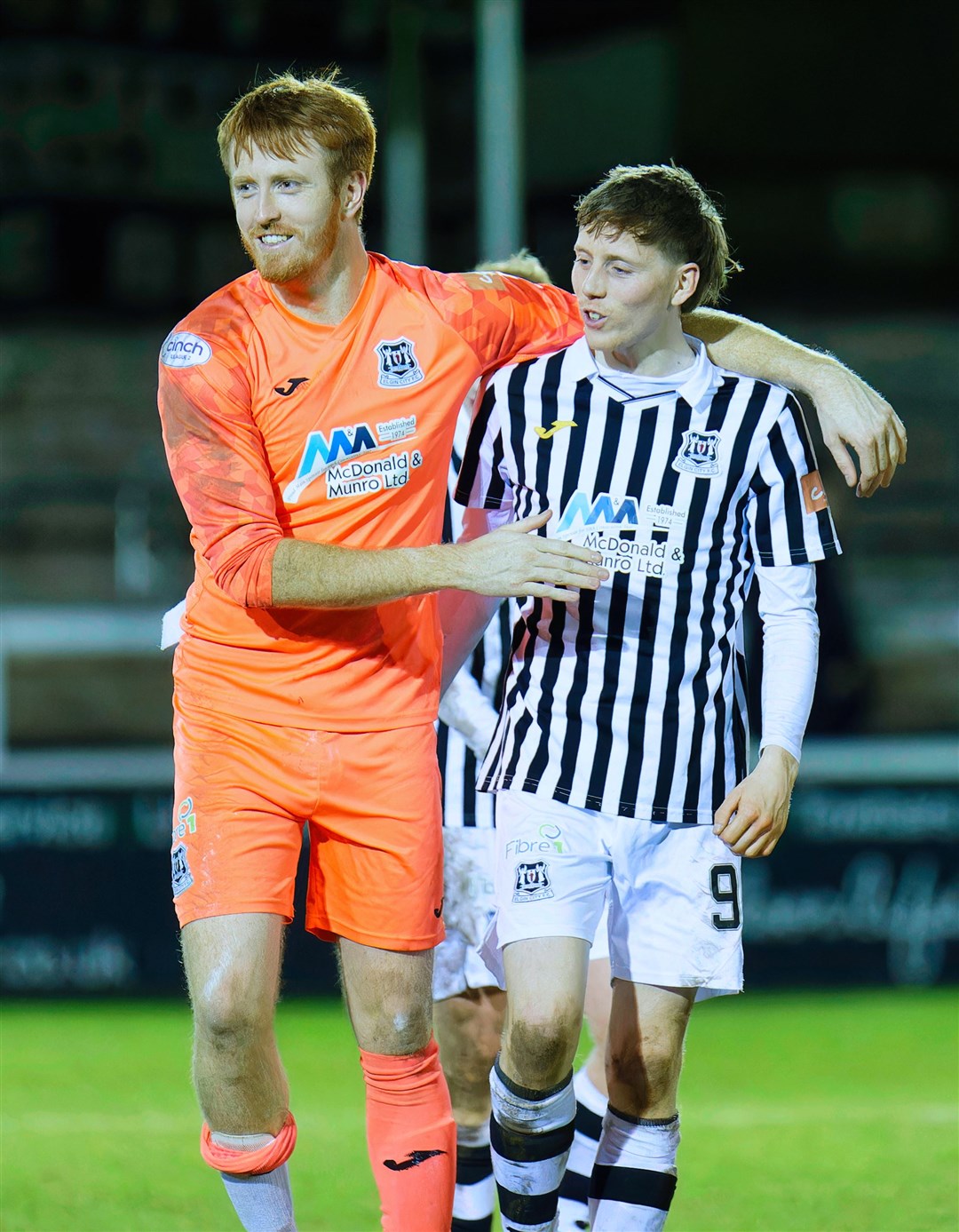 Kane Hester (right) scored his 29th goal of the season in a crucial Elgin City win. Photo: Bob Crombie