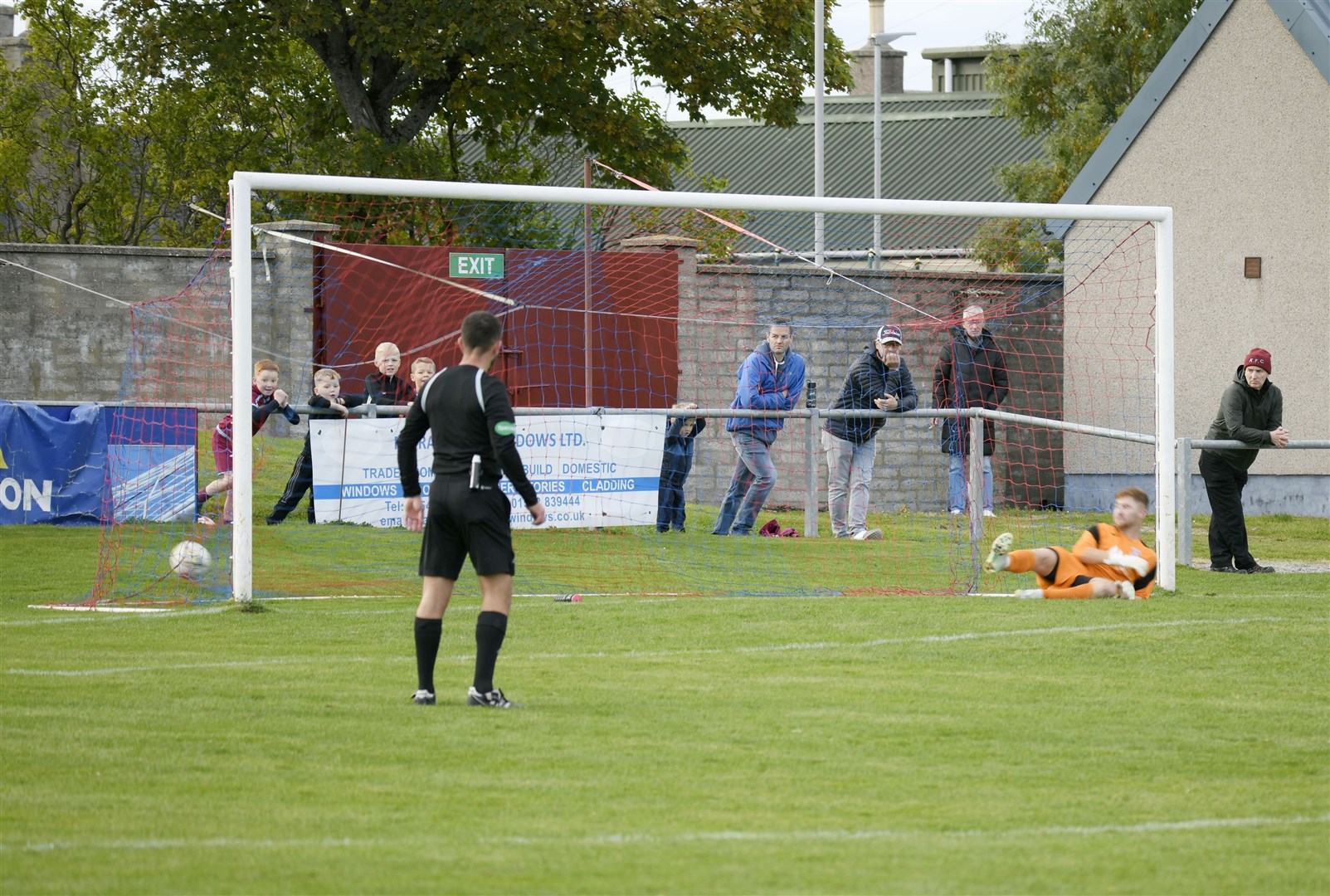 Keith's Stewart Hutcheon scoring a penalty...Keith v Strathspey, Kynoch Park...Picture: Beth Taylor.