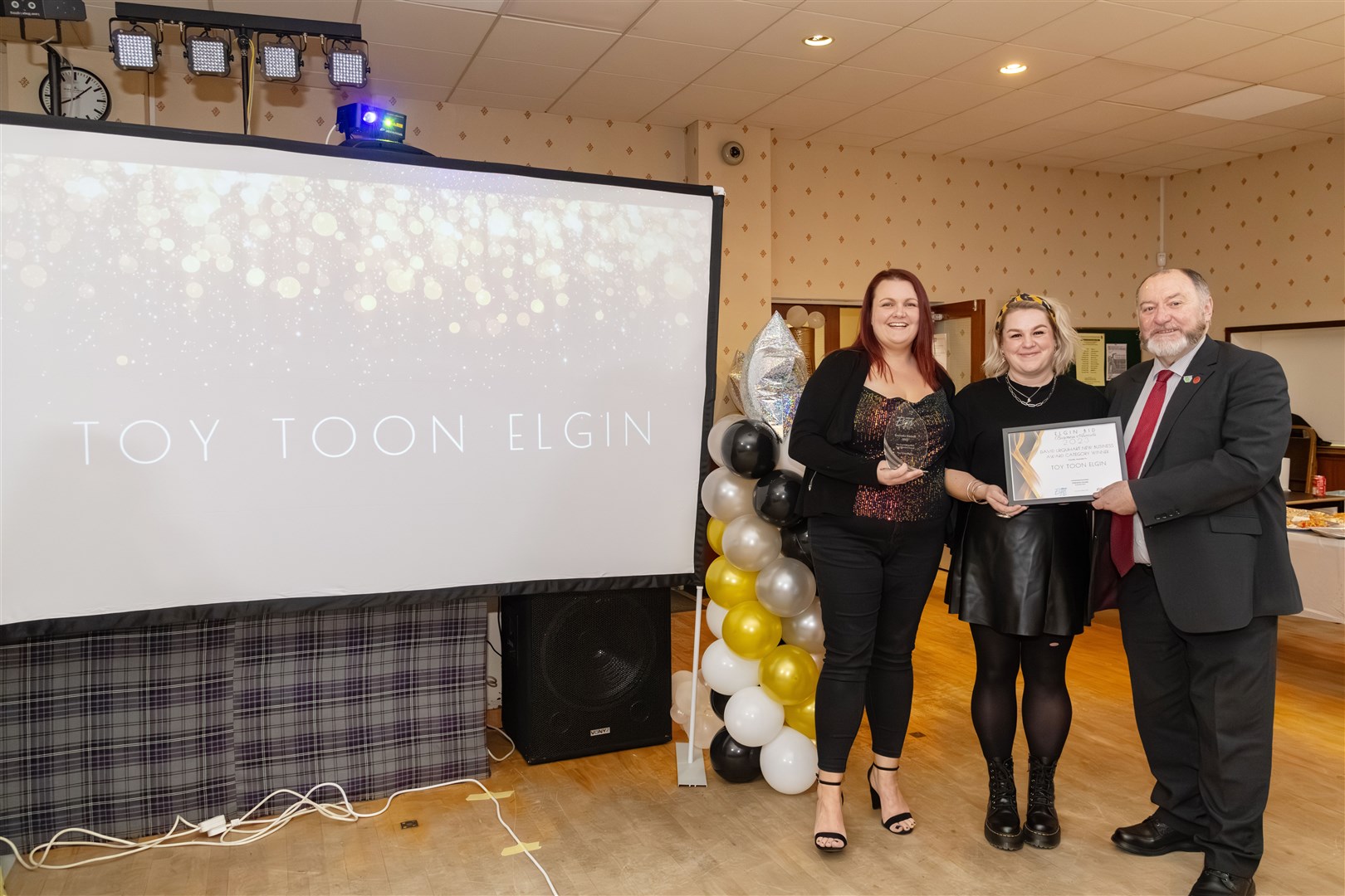 John Divers presenting the David Urquhart new business award to Toy Toon business partners and friends Jacqueline Main (left) and Katy Larkworthy. Picture: Beth Taylor.
