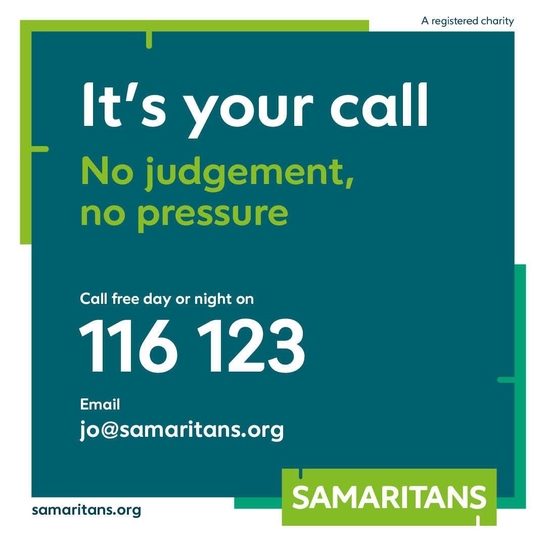 The Samaritans are there to help every day 24/7.