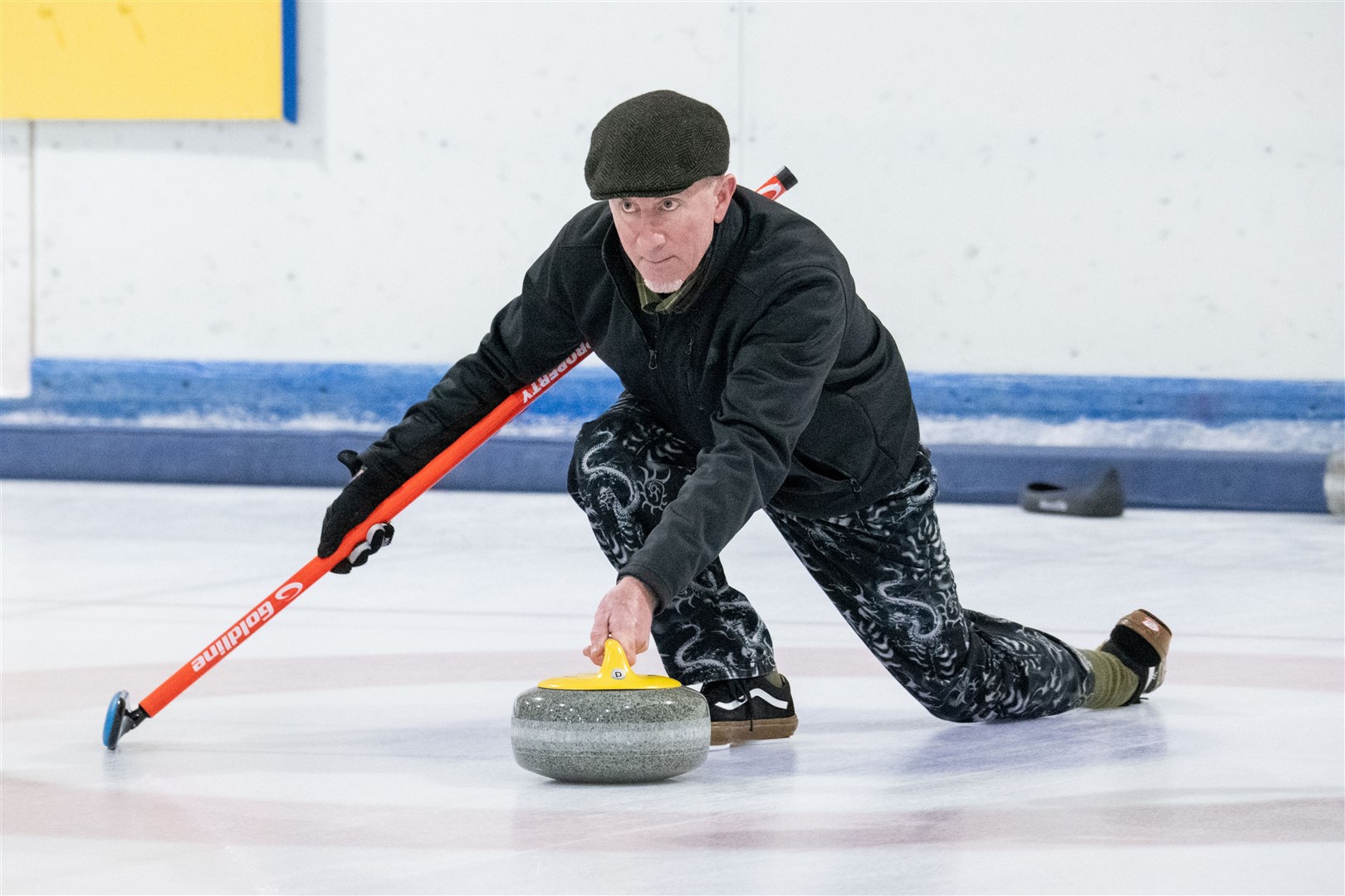 Mike O'Neil from Saint Paul, Minnesota.14th annual Moray International Bonspiel - held at Moray Leisure Centre. Picture: Daniel Forsyth.