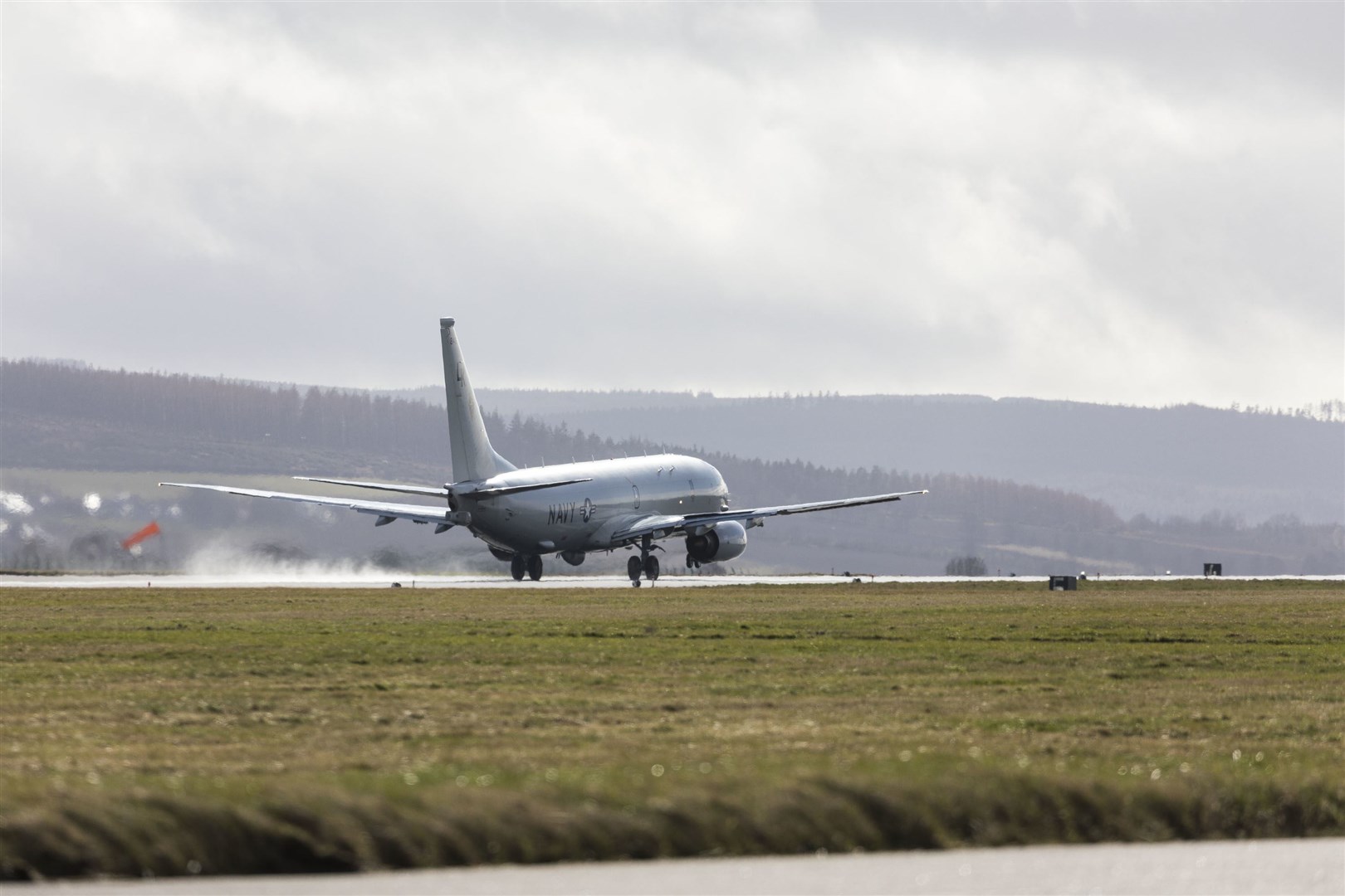 A P-8 Poseidon takes off from RAF Lossiemouth.