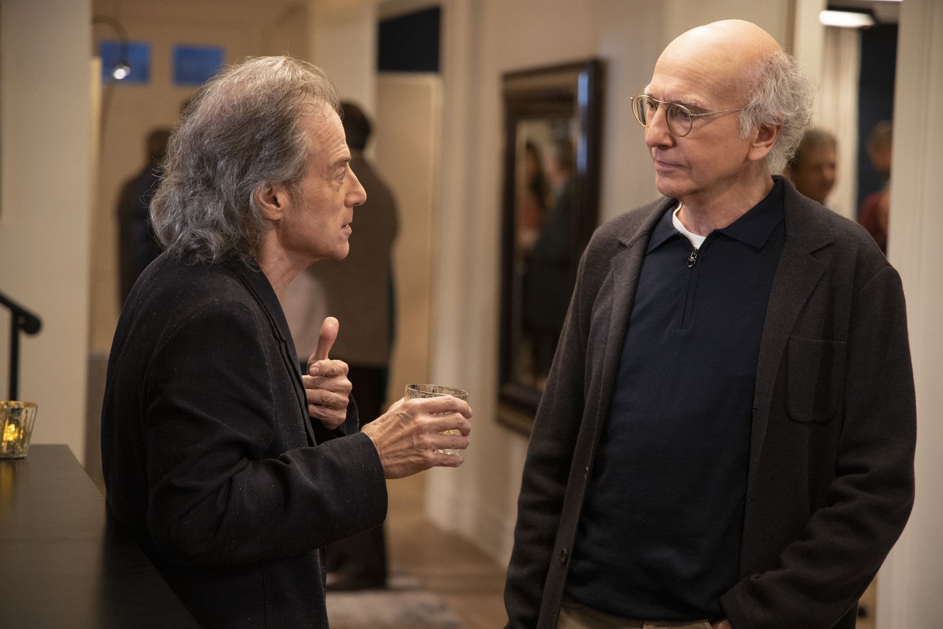 This image released by HBO shows Richard Lewis with Larry David in a scene from Season 10 of “Curb Your Enthusiasm” (John P. Johnson/AP)