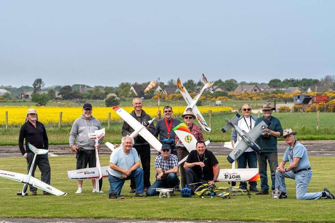 The participants from the Dallachy Aeromodellers Club with their planes after their record bid. Picture: Mark Simpson Photography