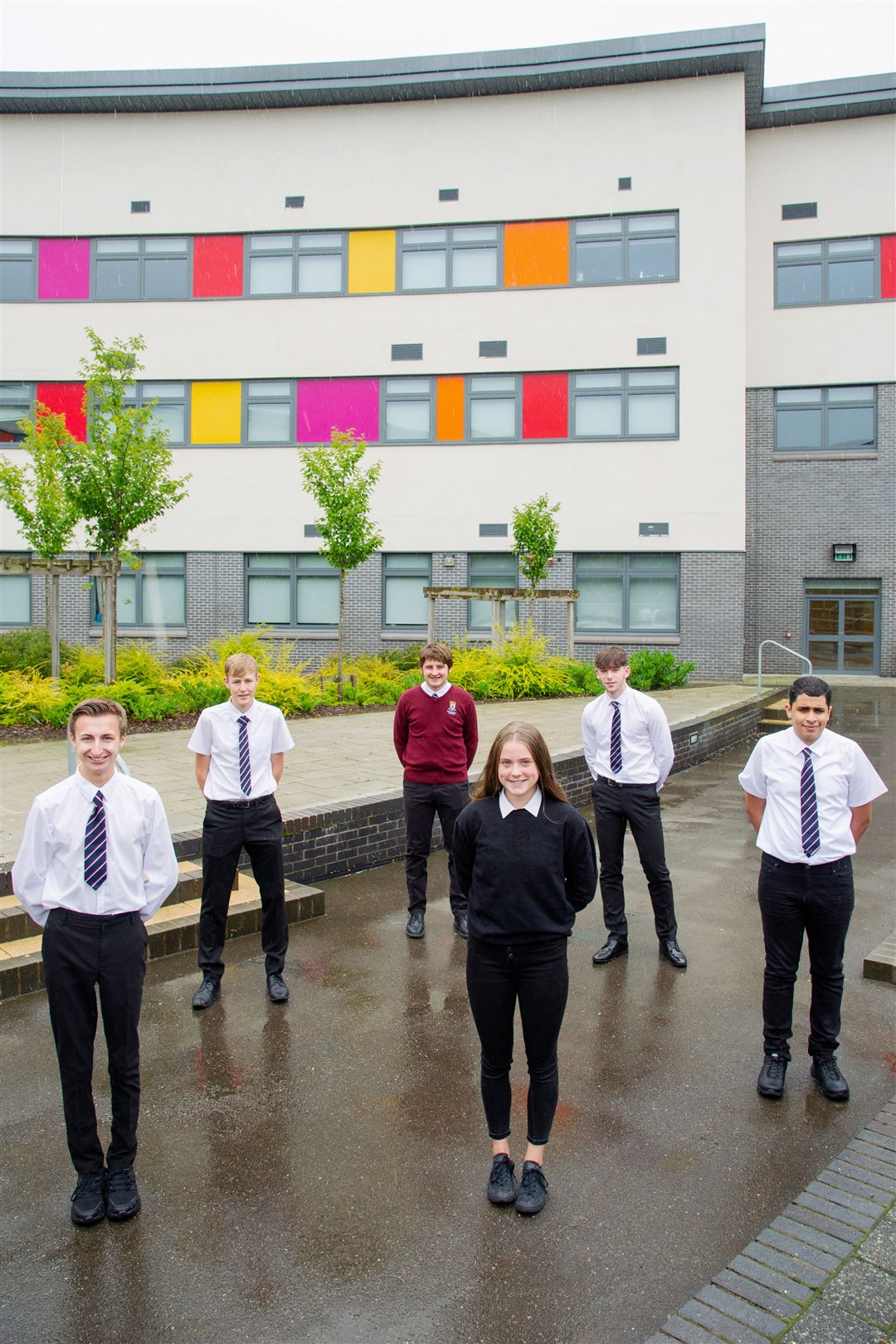 Elgin Academy pupils (from left) Rory Stanley, Jamie Rankin, Owen Davies, Grace Caudle, Jack Elder and Hussein Hamdy. Picture: Daniel Forsyth.