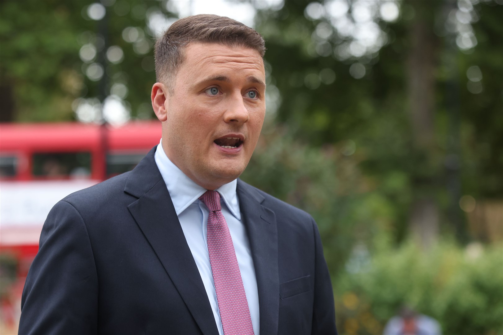 Shadow health secretray Wes Streeting speaking to the media on College Green, outside the Houses of Parliament (James Manning/PA)