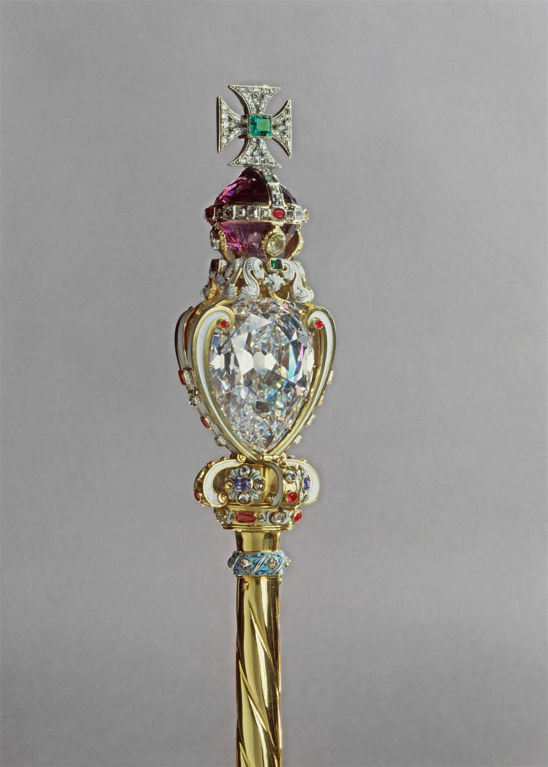 The Cullinan I diamond on the top of the Sovereign’s Sceptre with Cross (Royal Collection Trust/HM King Charles III/PA)