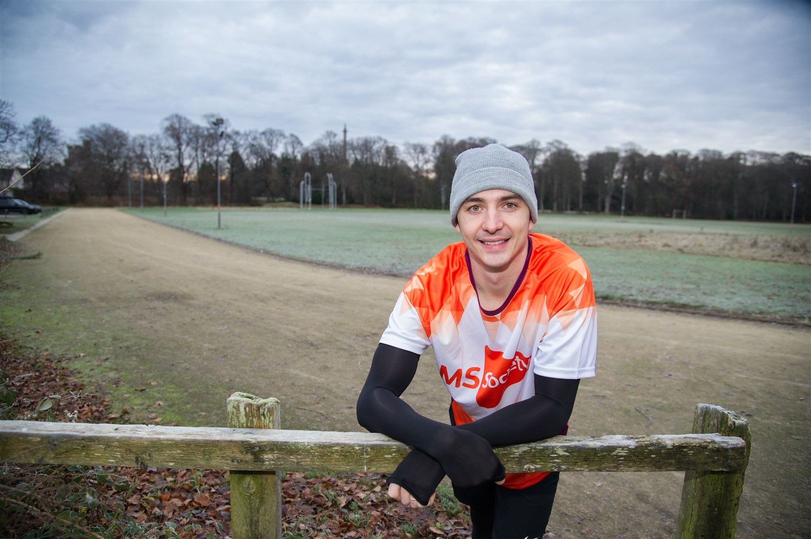 Ben Hirst is running a marathon round Morriston playing fields on Christmas Eve to raise funds for Multiple Sclerosis Society...Picture: Becky Saunderson..