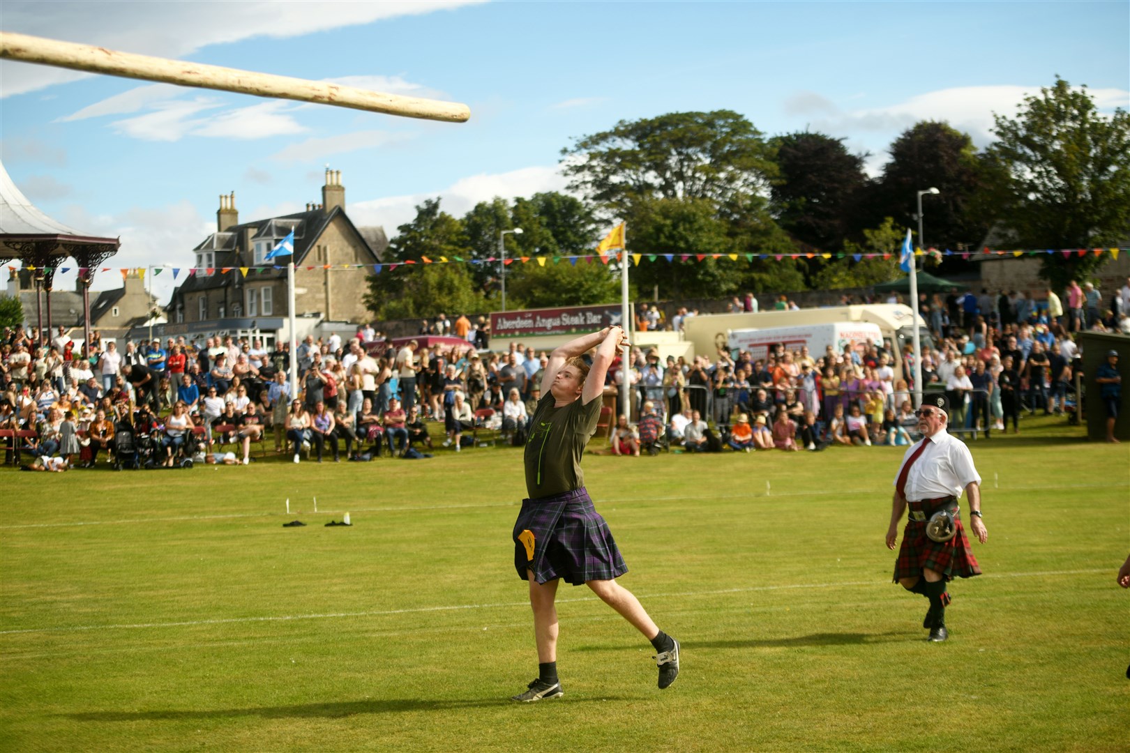Tossing the caber. Picture: James Mackenzie.