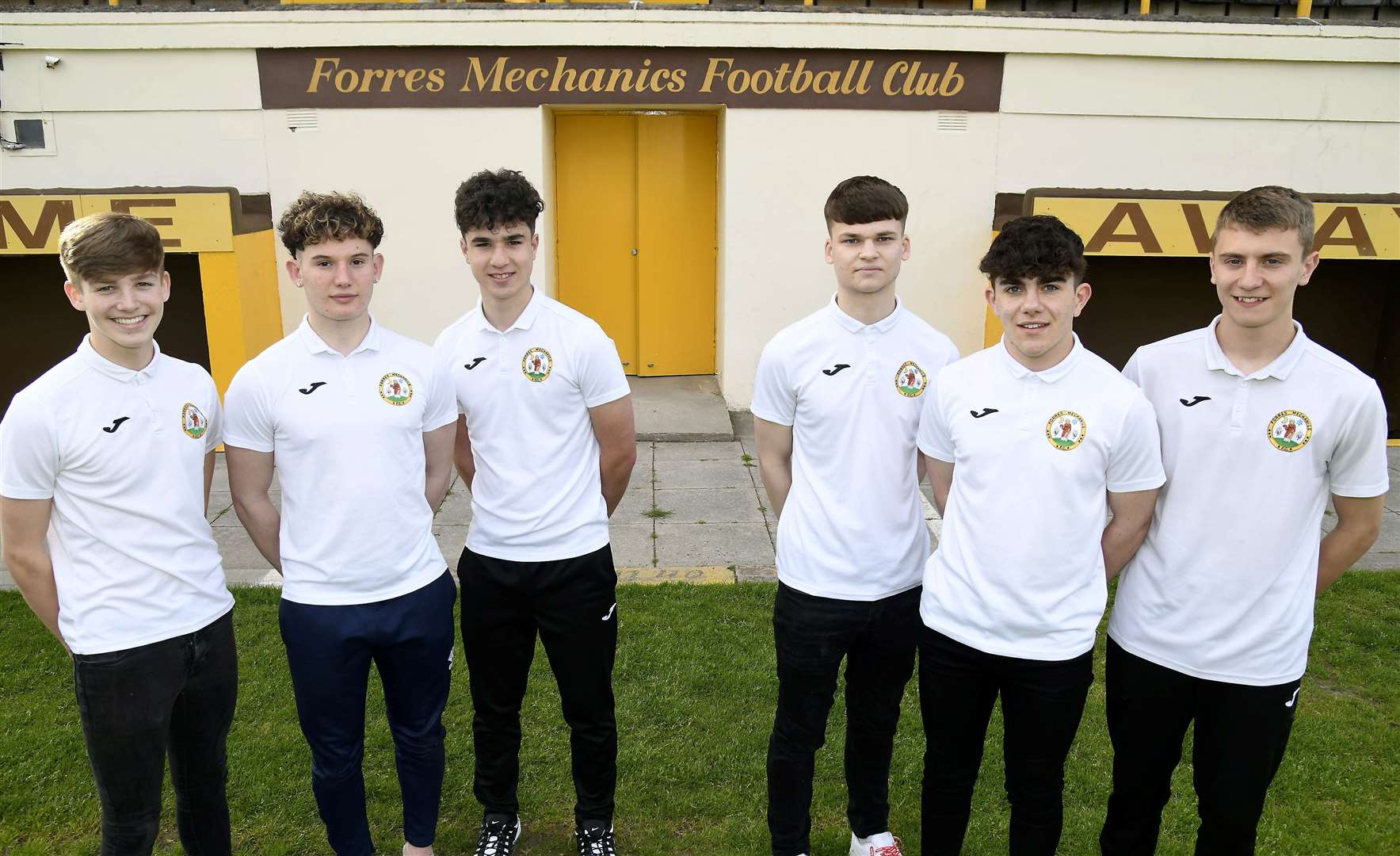 From left Lewis McIntosh, Eren Duff, Sam Janousek, Jack Millar, Logan De Oliveira and Toby Clark...Forres Mechanics have promoted six youngsters to the first team. ..Picture: Becky Saunderson..