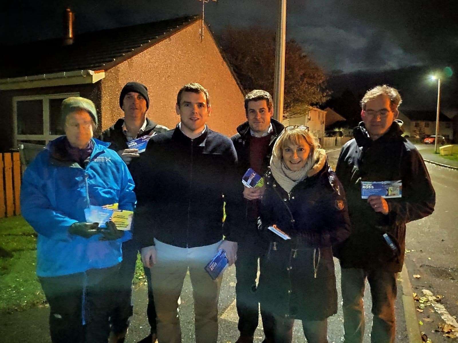 Lorraine Cullen, second from right, campaigning in Forres with Douglas Ross and the Conservatives in November.