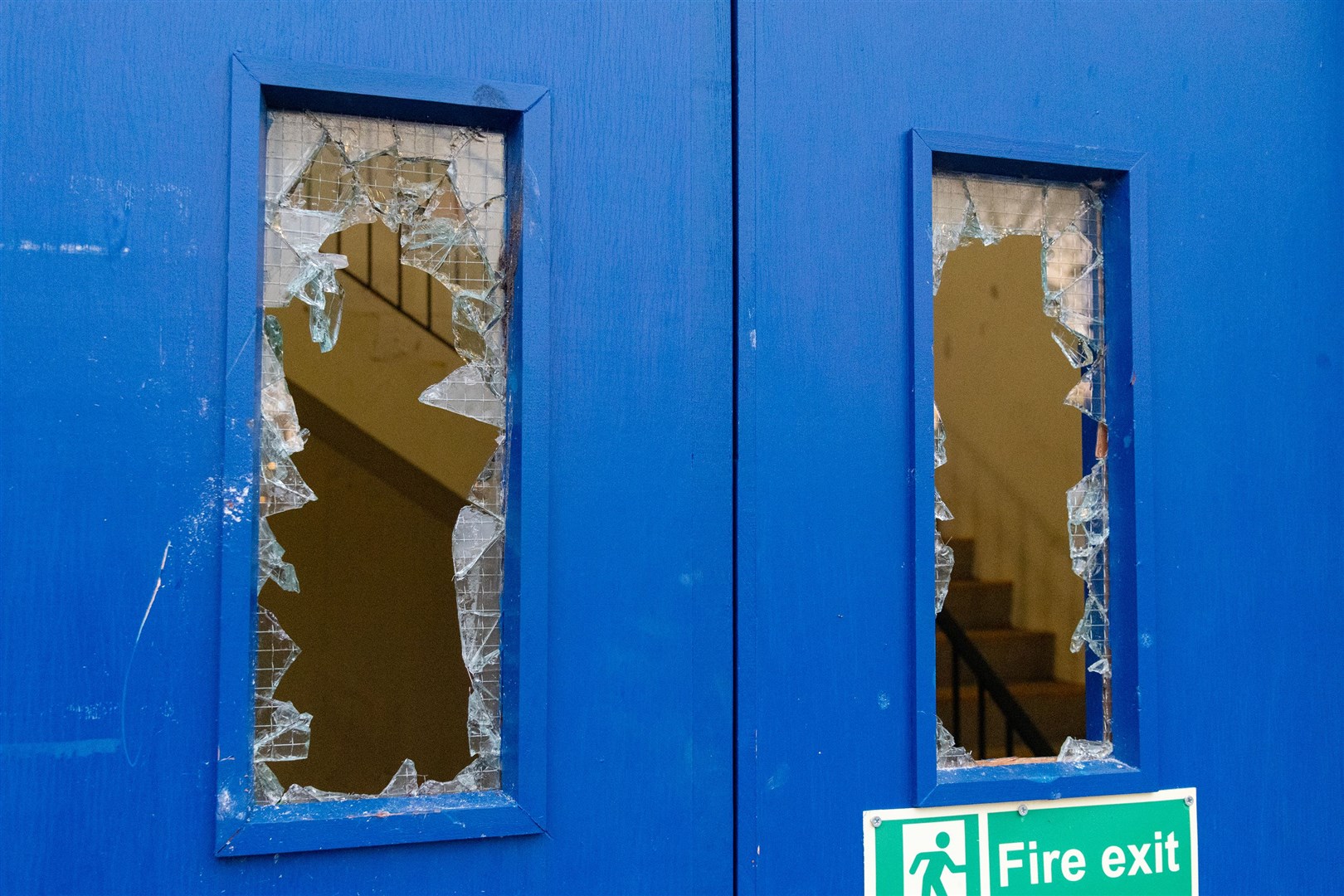 Vandalism of Batchen Lane Car Park window panels in Elgin which happened on Thursday 28 December. Picture: Beth Taylor.