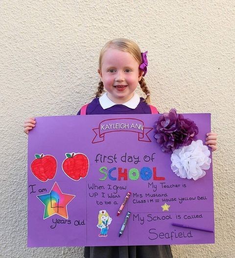 Kayleigh-Ann on her first day of school.