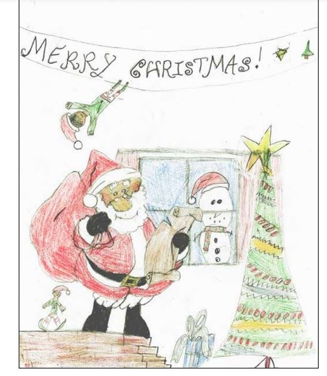 Chloe's winning Christmas card design.